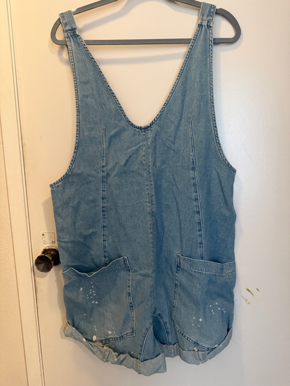 We The Free Light Blue Denim Romper